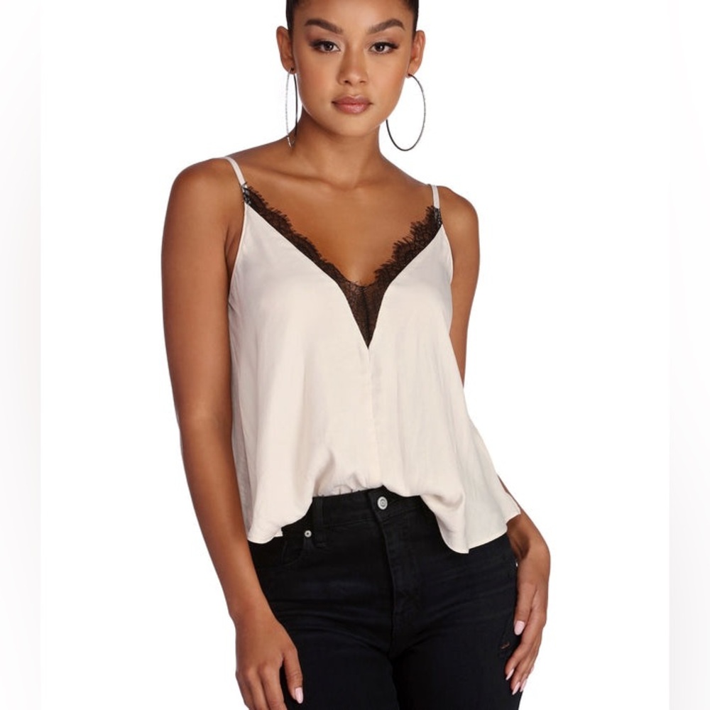 Lace satin cami